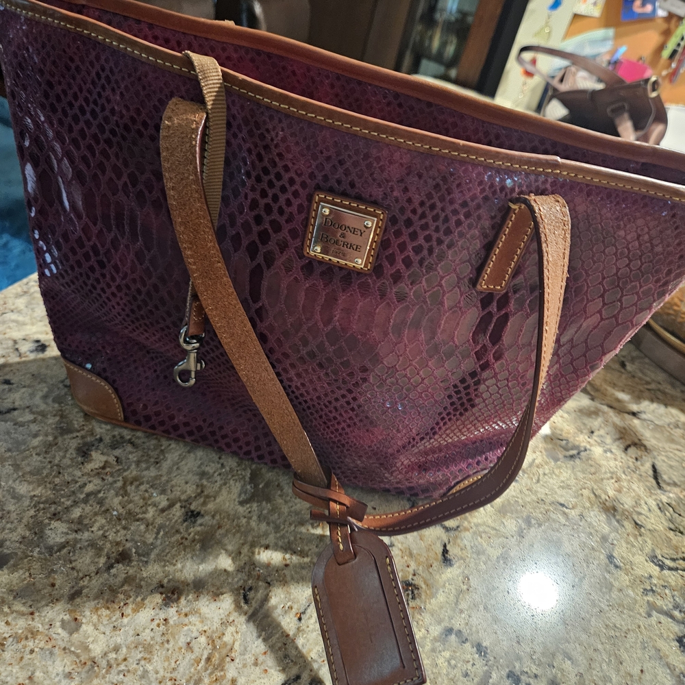 Dooney & Bourke Purple and Brown Shoulder Bag